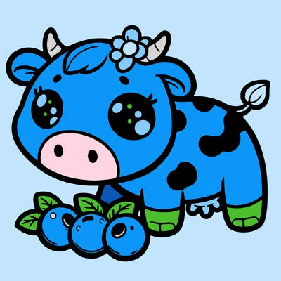 cute blueberry cow