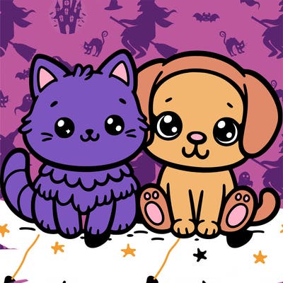 cute litte cat with a nice cute dog