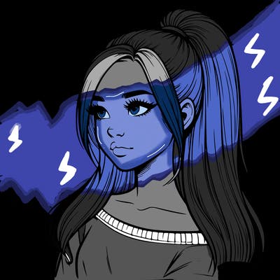 realistic girl with a high ponytail