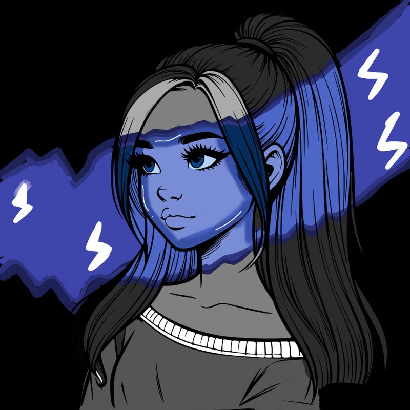 realistic girl with a high ponytail