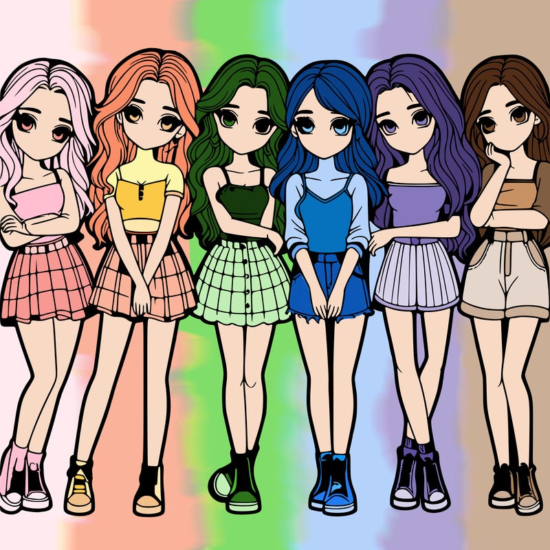 a group of girls realistic