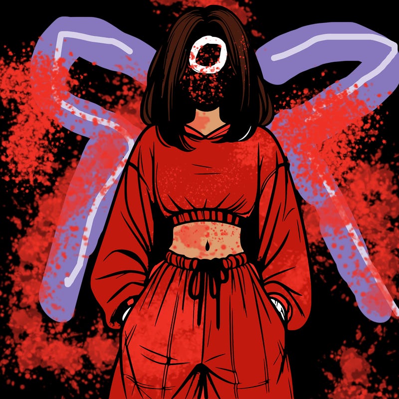 realistic girl faceless with baggy pants and a crop top