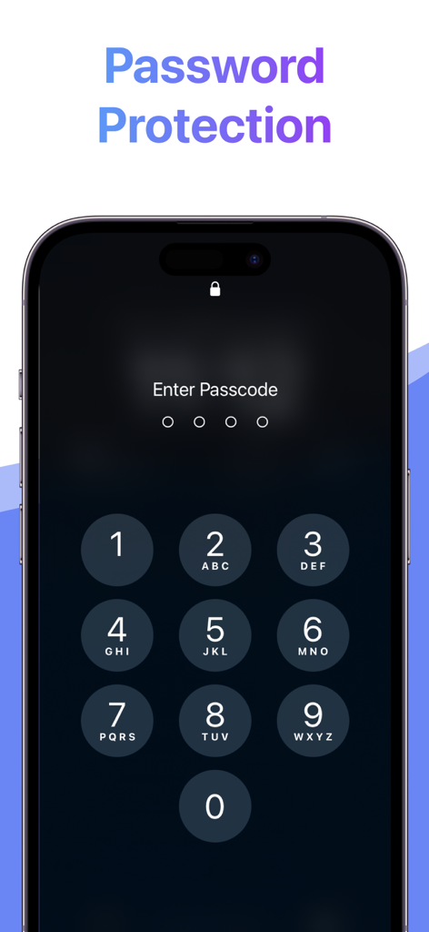 Porn Blocker Plus - for Safari - Tela de um iPhone mostrando um teclado numérico de senha para o recurso de proteção por senha do aplicativo