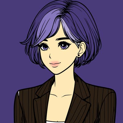 one beautiful girl realistic wearing suit with short hair