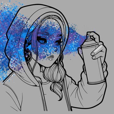a realistic girl, spray painting