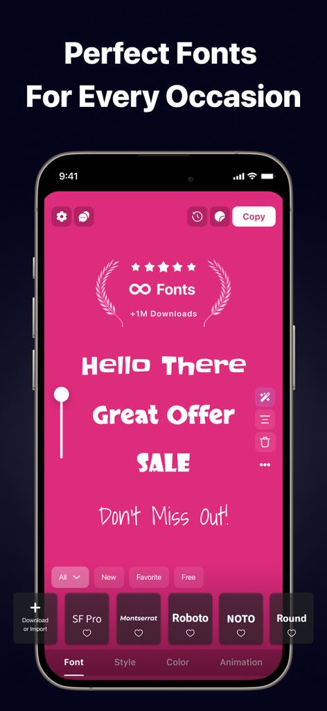 StoryFont app interface for creating custom text with stylish fonts for Instagram