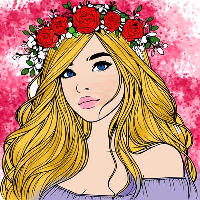 realistic girl with flower crown