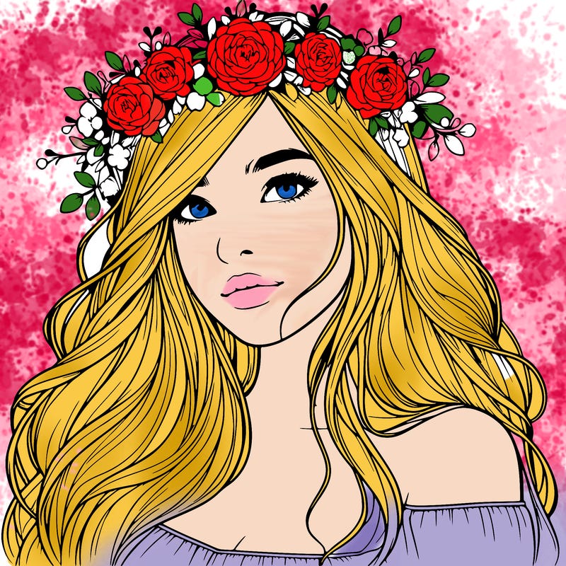 realistic girl with flower crown