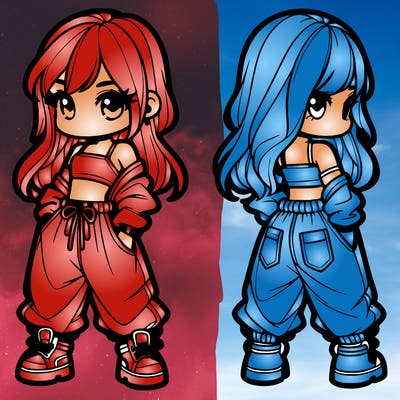 girl in crop top and baggy pants