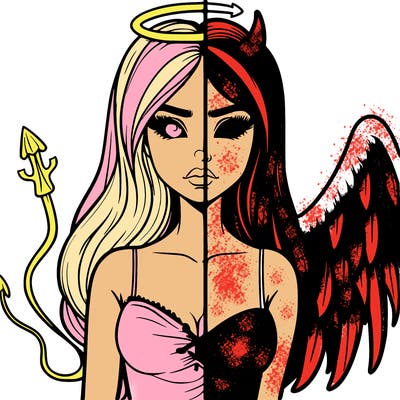 devil vs angel realistic girl