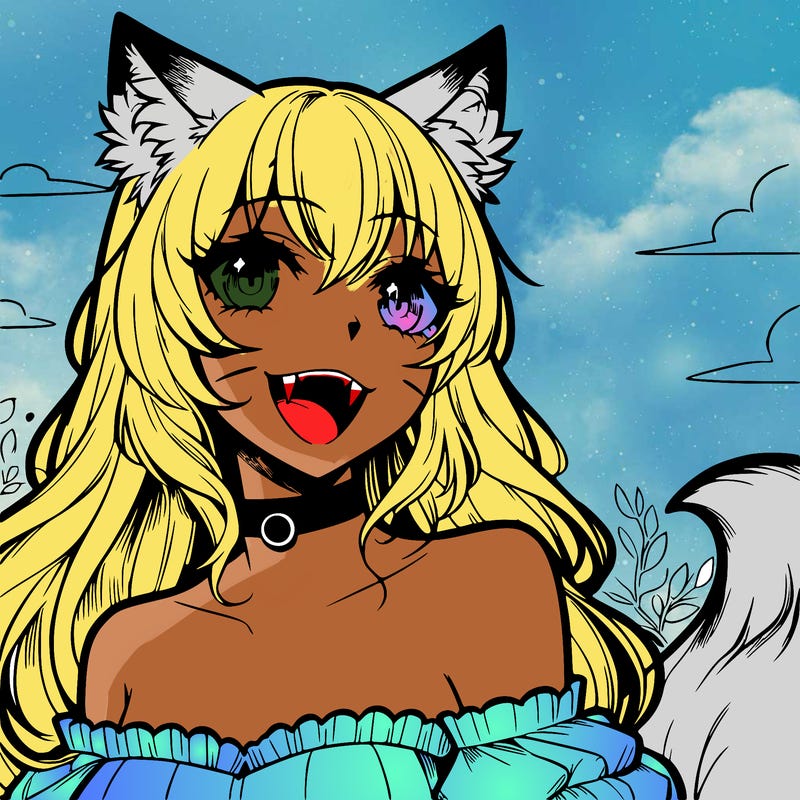 manga fox woman with fangs