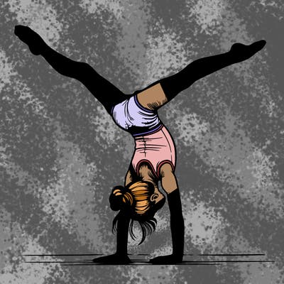 realistic gymnastic hand stand girl in four splits
