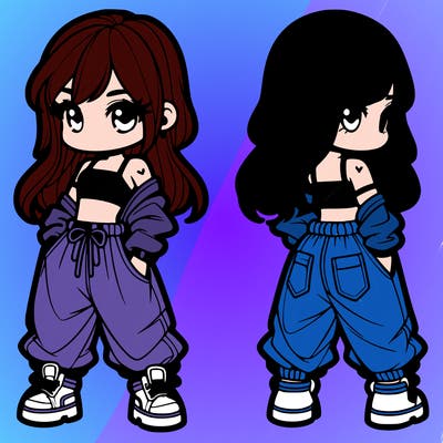 girl in crop top and baggy pants