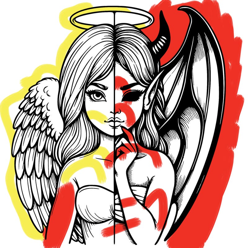 realistic angel half demon