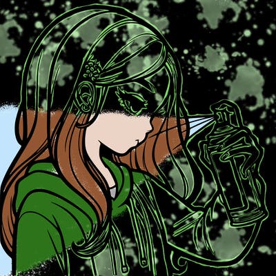 a realistic girl spray painting