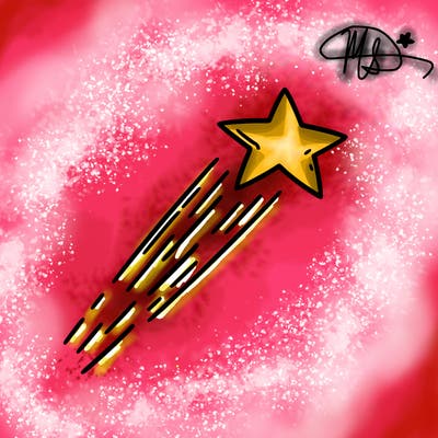 a shooting star in the sky