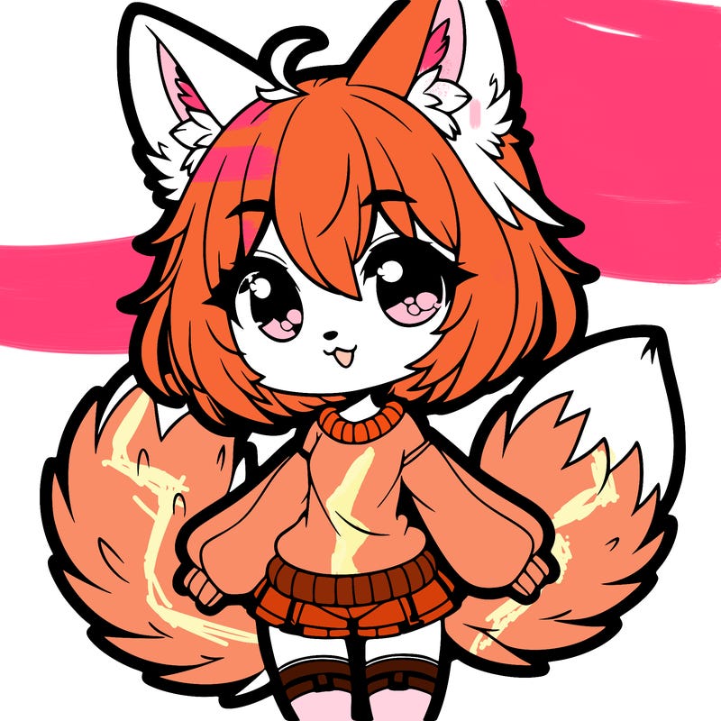 a wolf girl with wolf ears and tails