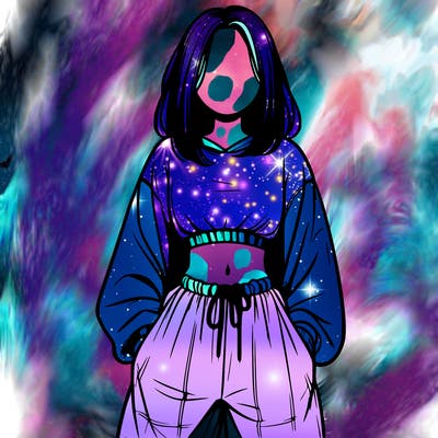 realistic girl faceless with baggy pants and a crop top