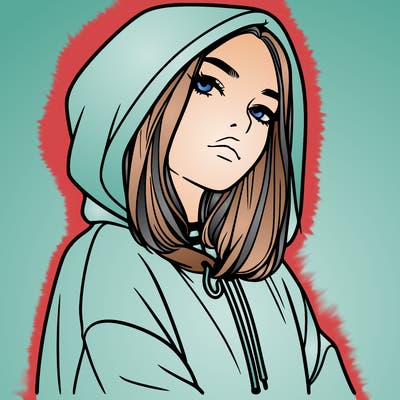 a realistic girl in a hoodie