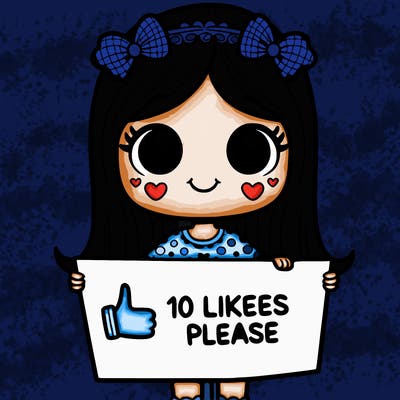 girl holding a sign that says 10 likes please