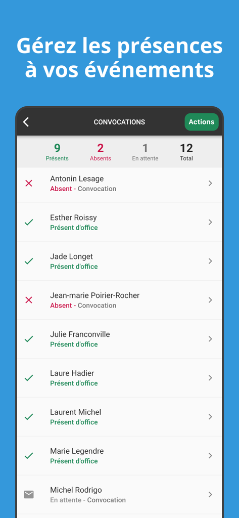 Sportsregions - Mobile app interface for tracking sports event attendance and player RSVPs