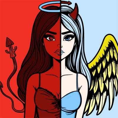 devil vs angel realistic girl