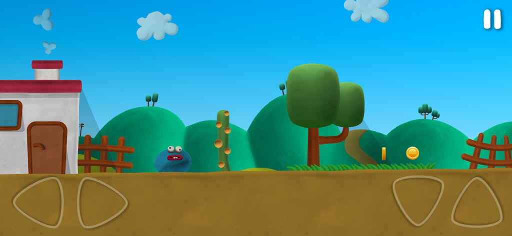 Eugene's Life - Blue clay character Eugene in a colorful handmade plastiline world with hills and trees