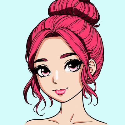 realistic pretty girl with hair in bun