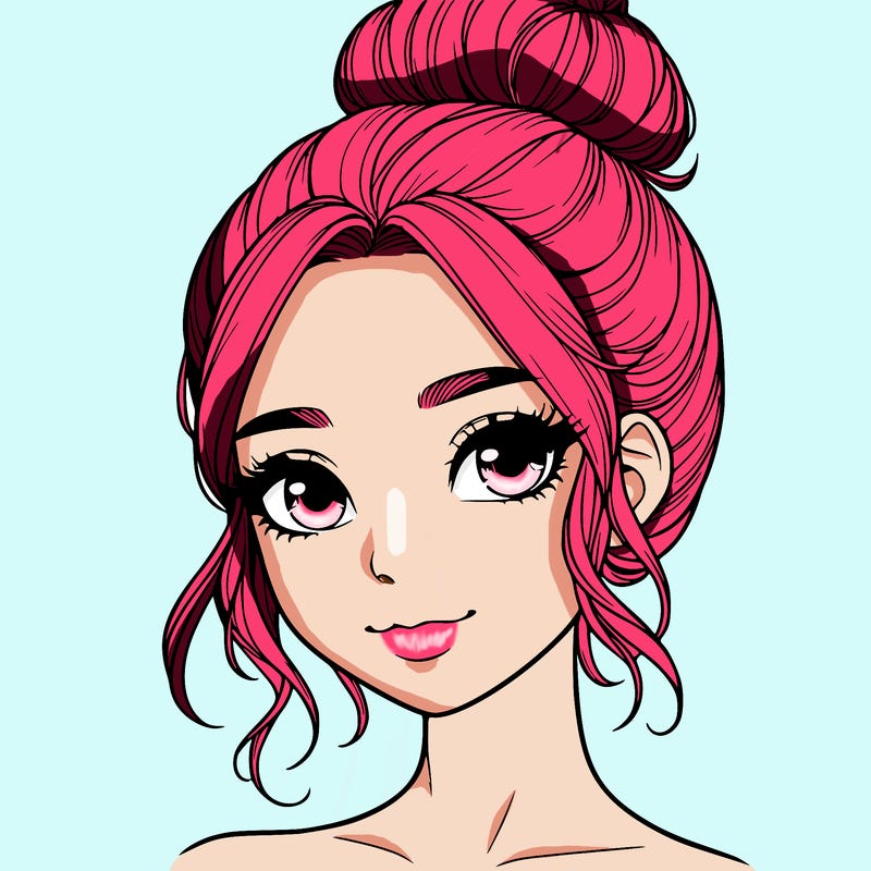 realistic pretty girl with hair in bun