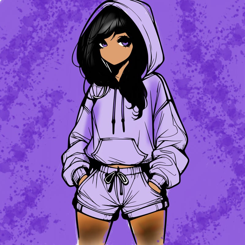 realistic girl in shorts and hoodie
