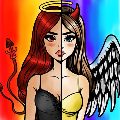 devil vs angel realistic girl