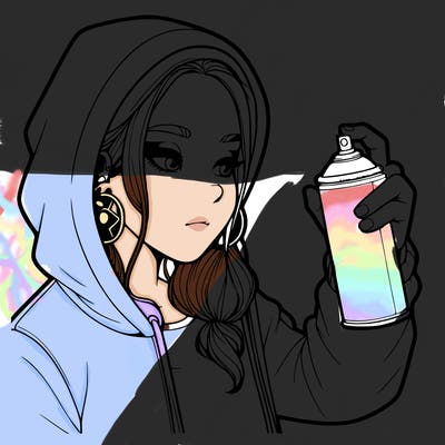 a realistic girl, spray painting