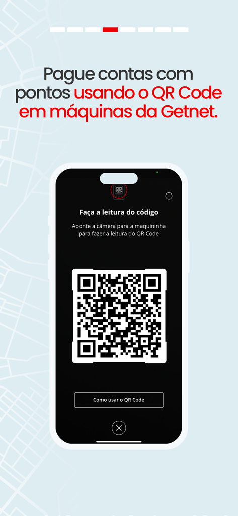Esfera app screen showing the interface for paying bills with points using a QR code