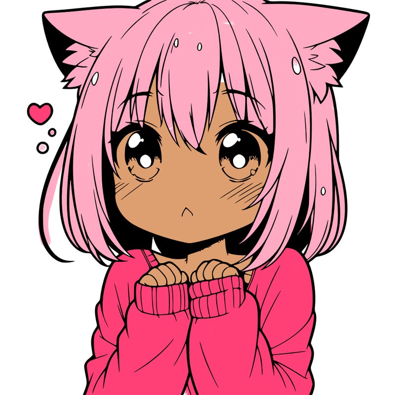 shy anime catgirl