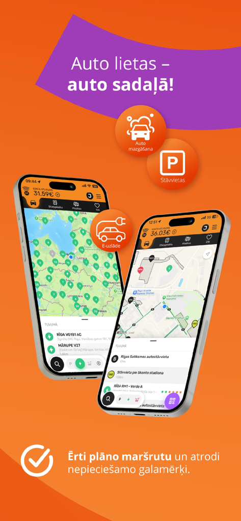 Mobilly - Mobilly mobile app screens showing maps for parking and electric vehicle charging.