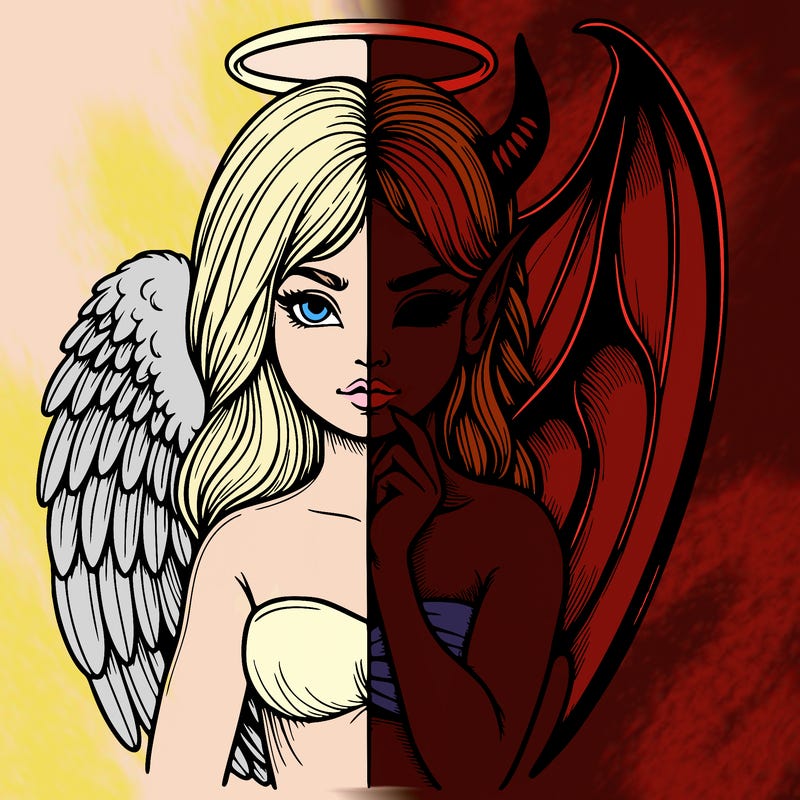 realistic angel half demon