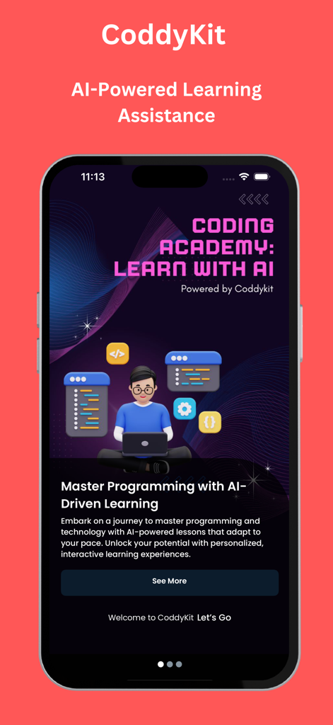 CoddyKit: Learn Coding with AI - CoddyKit app interface showing the AI powered coding academy screen for learning programming