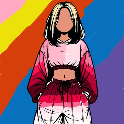 realistic girl faceless with baggy pants and a crop top