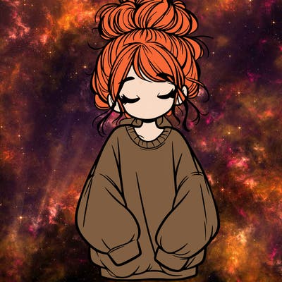 girl with baggy sweatshirt and messy bun