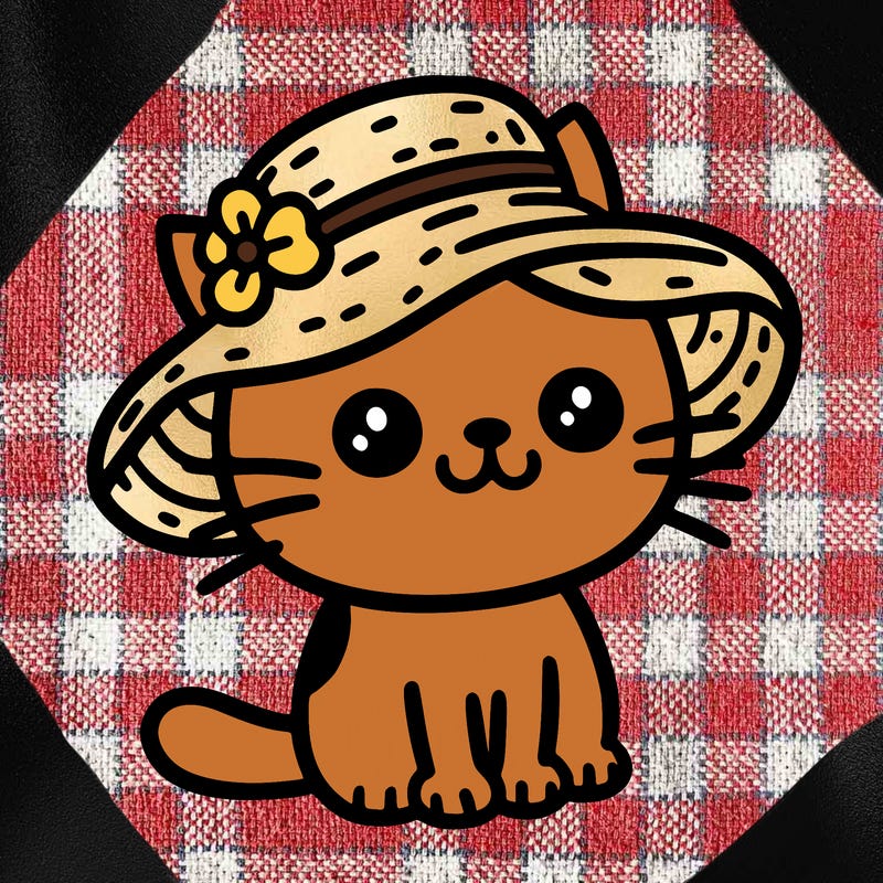 cat with a sun hat on