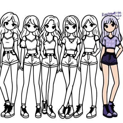 a group of girls wearing crop tops and shorts