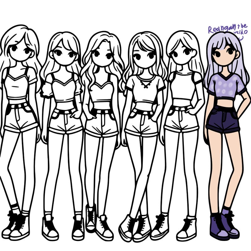 a group of girls wearing crop tops and shorts