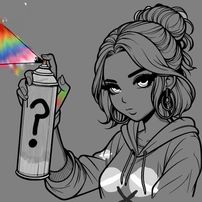 a realistic girl spray painting