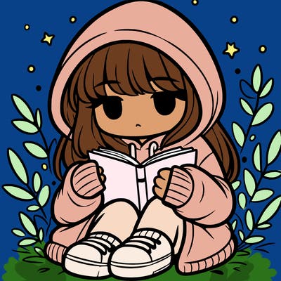 girl in oversized hoodie reading a book