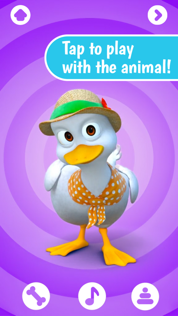 Farm Animals by Dave and Ava - Animated duck character wearing a hat and scarf in the Dave and Ava farm animals app