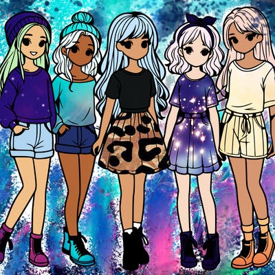 a group of five girls