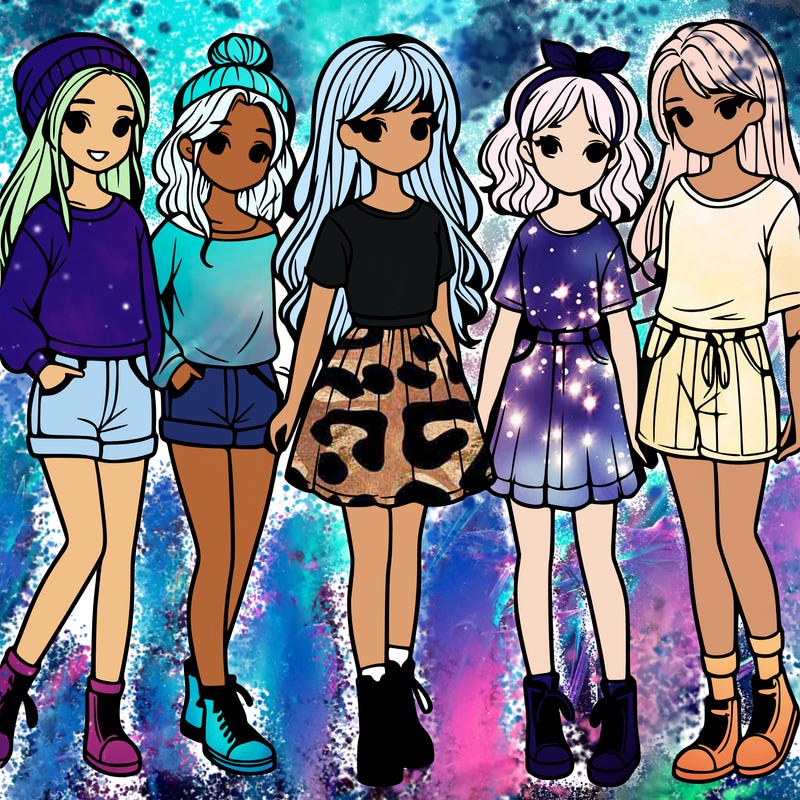 a group of five girls