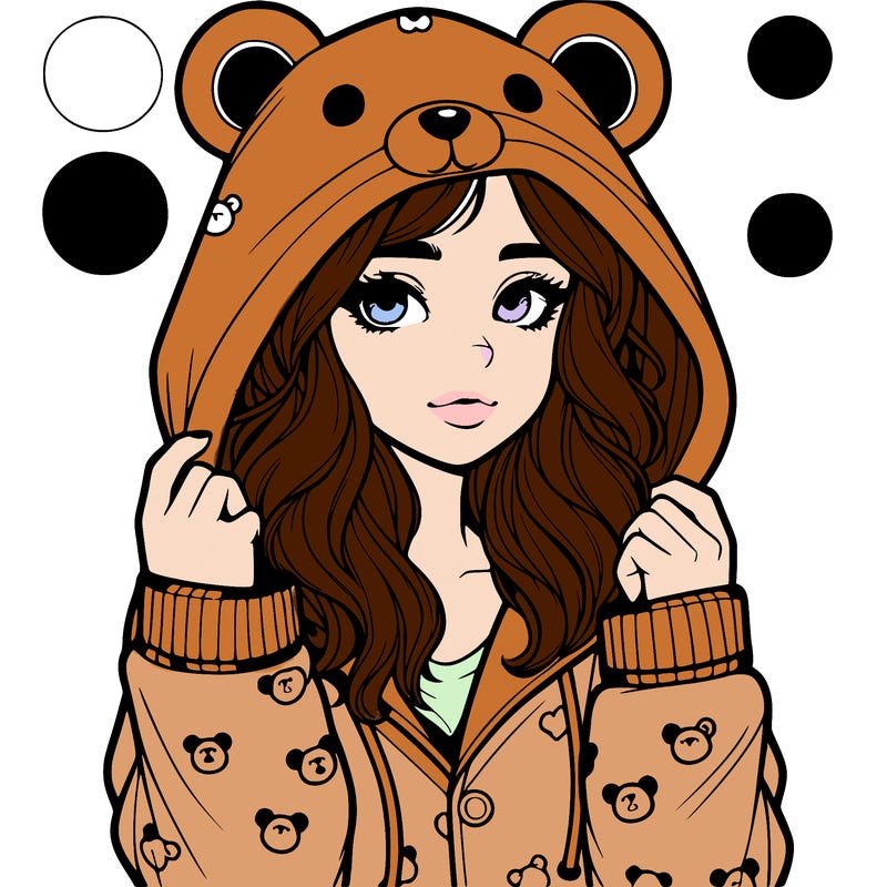 realistic girl in a animal pjs hoodie