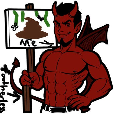 devil male holding up blank sign