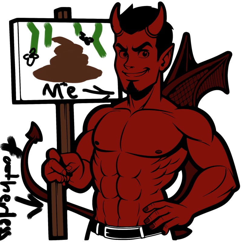 devil male holding up blank sign